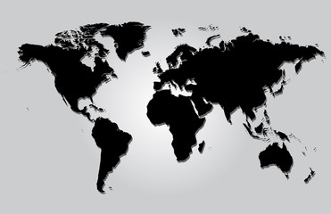 Fototapeta premium Mapa świata szara Ilustracja z największymi miastami
