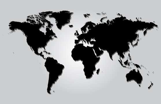 World Map gray Illustration with largest cities