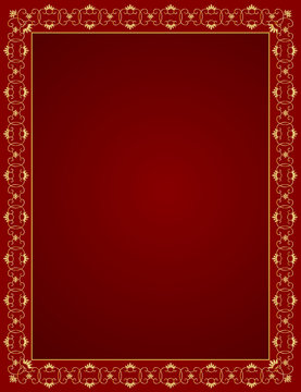 Decorative gold frame on a red background