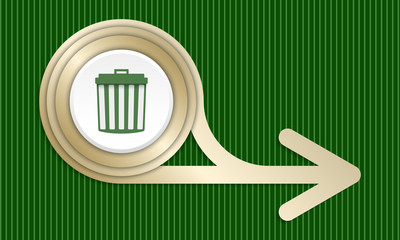 Golden abstract arrow and trashcan