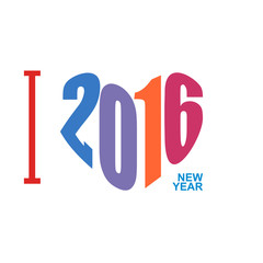 I love year 2016. Symbol heart of  digits. Logo for new year. ve