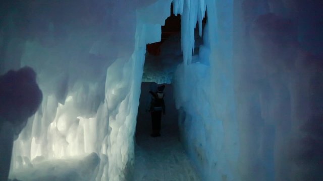 tourists in an ice castle