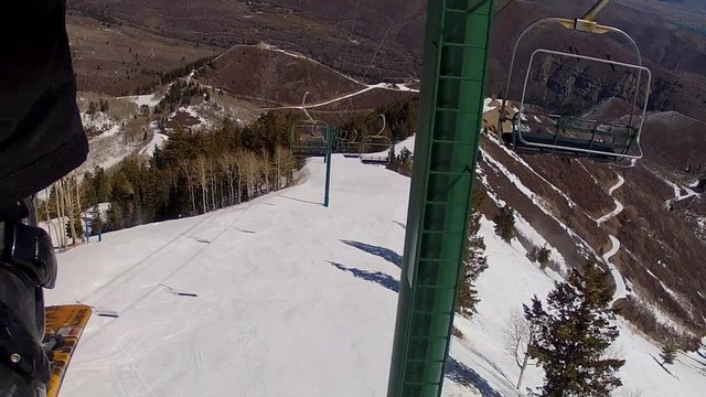 riding up the ski lift low angle