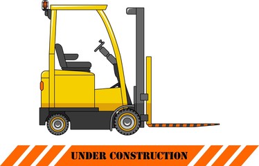Forklift. Heavy construction machines. Vector illustration