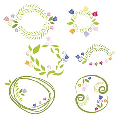  Illustration of romantic set  labels with flowers.Vector