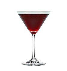 red wine in a glass isolated on white background