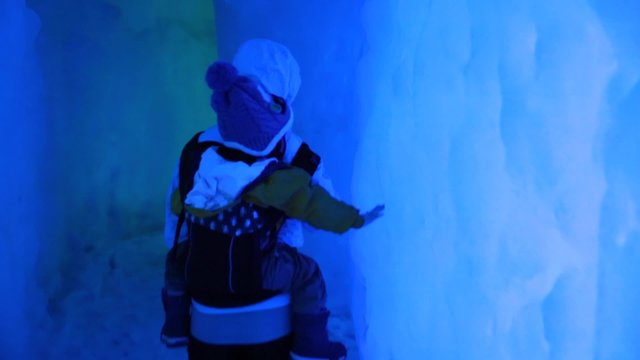 mother and baby in ice castle
