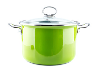 Green enamel pot