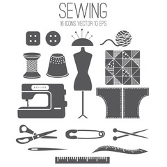 Illustration set icon of sewing .Vector - obrazy, fototapety, plakaty