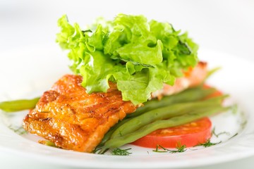 Gourmet, Salmon, Fine Dining.