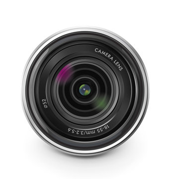 Colorful camera lens on white background. Vector illustration