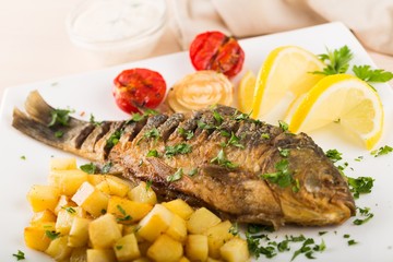 Fish, seabass, whole.