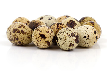 quail eggs on a white background 