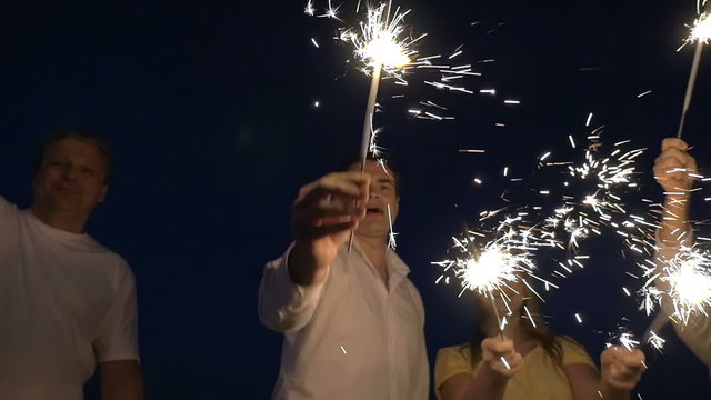 Bright holiday with firework sparklers