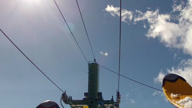 skis getting off the lift