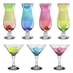 Transparent glasses for cocktail. Translucent in vector file