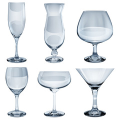 Transparent glass goblets. Translucent in vector file