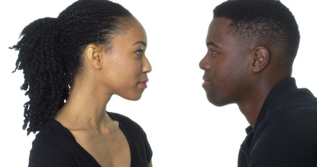 Young African American couple looking at each other