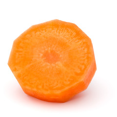 Chopped carrot slice isolated on white background cutout
