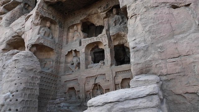 sculptures at the yungang grottoes in datong china