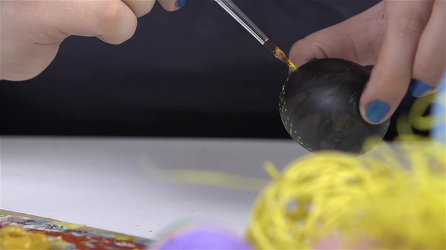 Making Yellow dots on Black Easter Egg