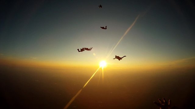 Skydivers sunset video HD