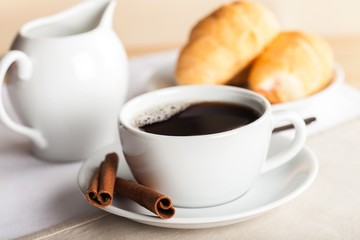 Coffee, Cafe, Croissant.