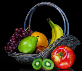 A basket with fruits