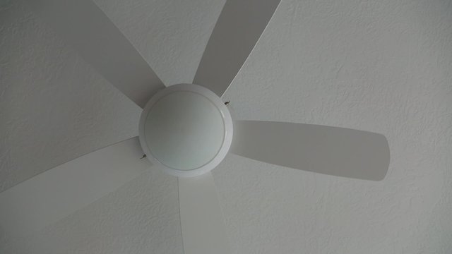 A ceiling fan turned on to to blow air