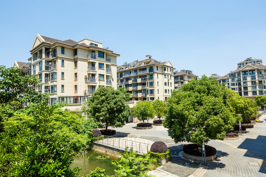 Apartment Building In Suburban Area