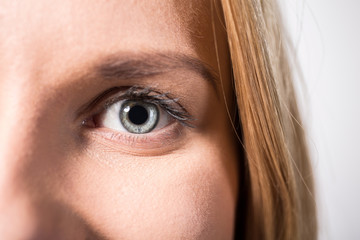Eye with gray iris