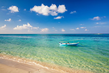 Beautiful ocean beach and boat