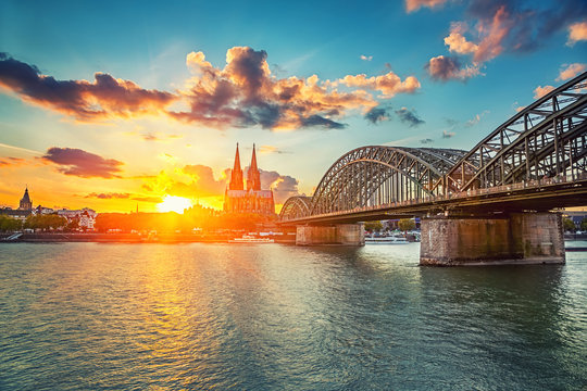 Cologne at sunset
