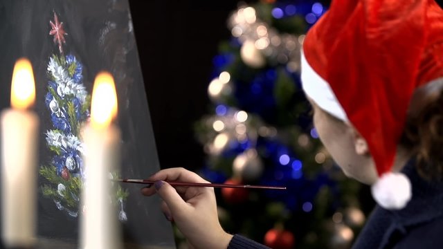 Christmas spirit drawing on canvas
