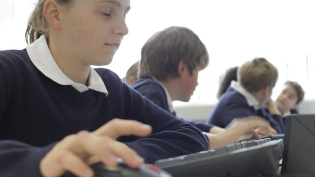 Group Of Children In Computer Class