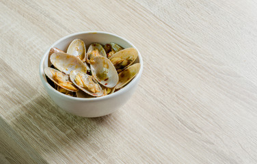 Stir fried clams with roasted chili paste, Thai food