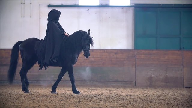 Sauron on Black Horse Riding Across Hall in Slow Motion