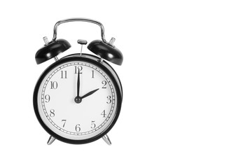Two O' Clock on alarm clock isolated on white