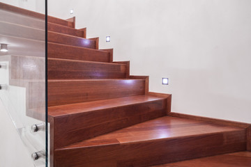 Polished wooden stairs
