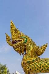 Fototapeta na wymiar Naga snake guarding Thai temple entrance