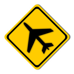 Warning plane road sign