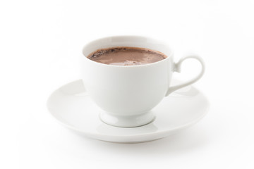 a cup of chocolate on white