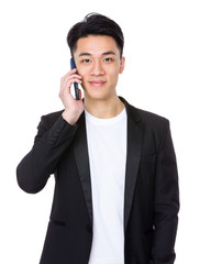 Young man talk to cellphone