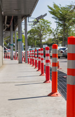 Red and white pole warned not to enter the area.