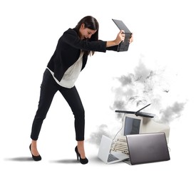 Furious businesswoman