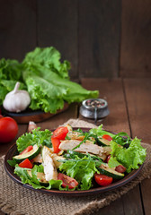 Salad of chicken breast with zucchini and cherry tomatoes