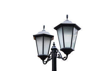 Fototapeta na wymiar Street lamp post isolated on white background