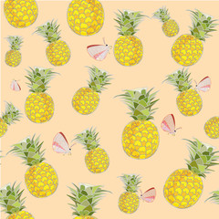 Pineapple fruit vector,seamless pattern background