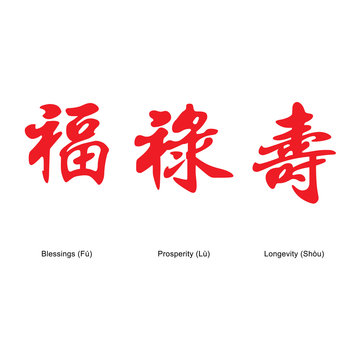 Chinese characters Fu Lu Shou