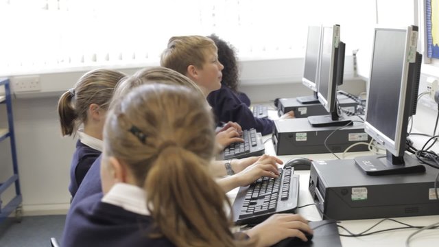 Group Of Children In Computer Class